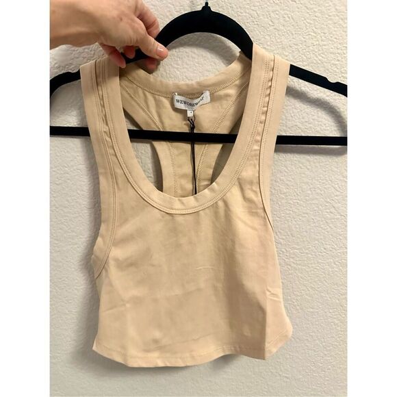 NWT WeWoreWhat beige cropped scoop tank  Size L - Picture 3 of 5
